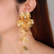 Rhinestone flower tassel earrings, view 6 - MRSLM