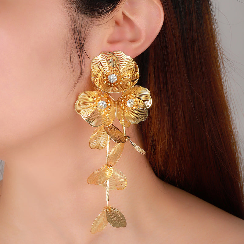 Rhinestone flower tassel earrings, view 6 - MRSLM