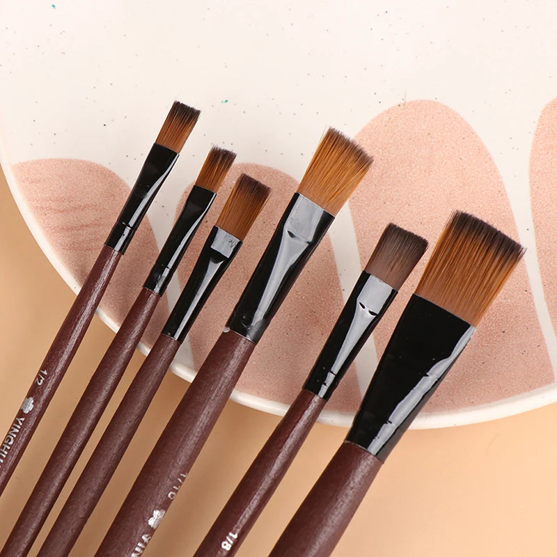 6-piece nylon artist paint brush set, view 2 - MRSLM