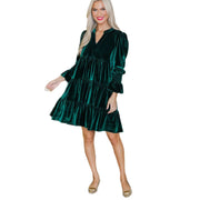 women's long-sleeve velvet cake dress, view 5 - MRSLM
