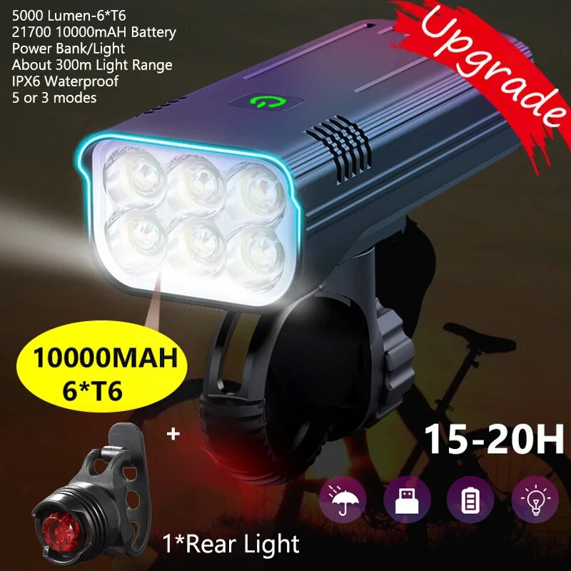 ultrabright 5000 lumens usb rechargeable bike light, view 2 - MRSLM