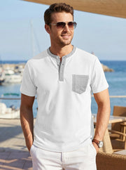 Men's color-block waffle-knit henley tee, view 5 - MRSLM