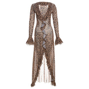 slim-fit leopard print dress, view 6 - MRSLM
