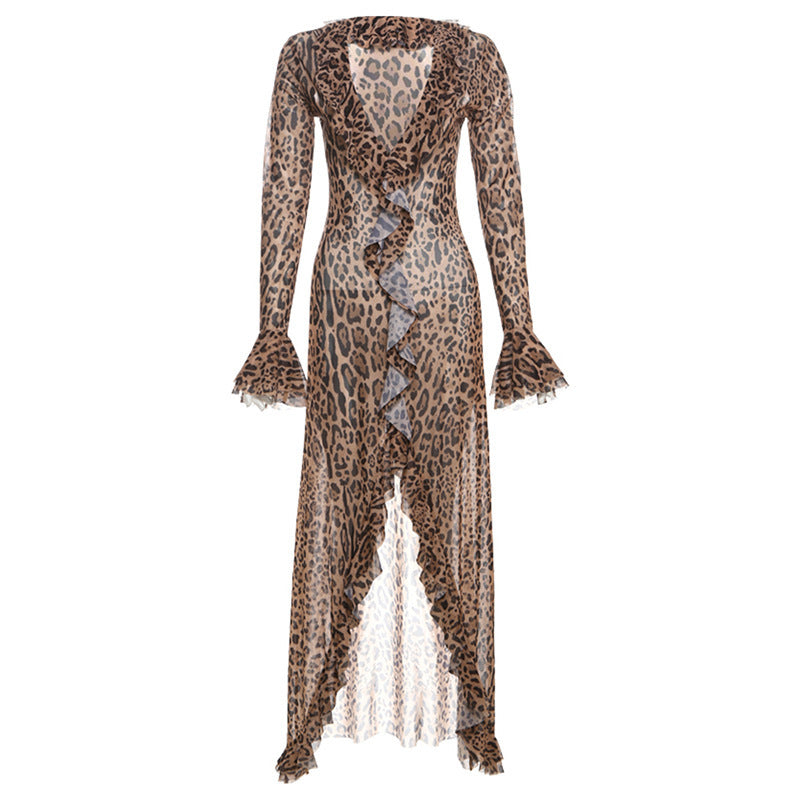 slim-fit leopard print dress, view 6 - MRSLM