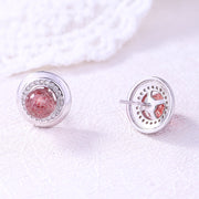 strawberry crystal stud earrings, view 5 - MRSLM