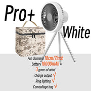 rechargeable camping fan with LED light, view 7 - MRSLM