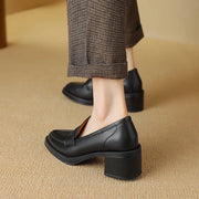 women's leather square heel pumps, view 10 - MRSLM