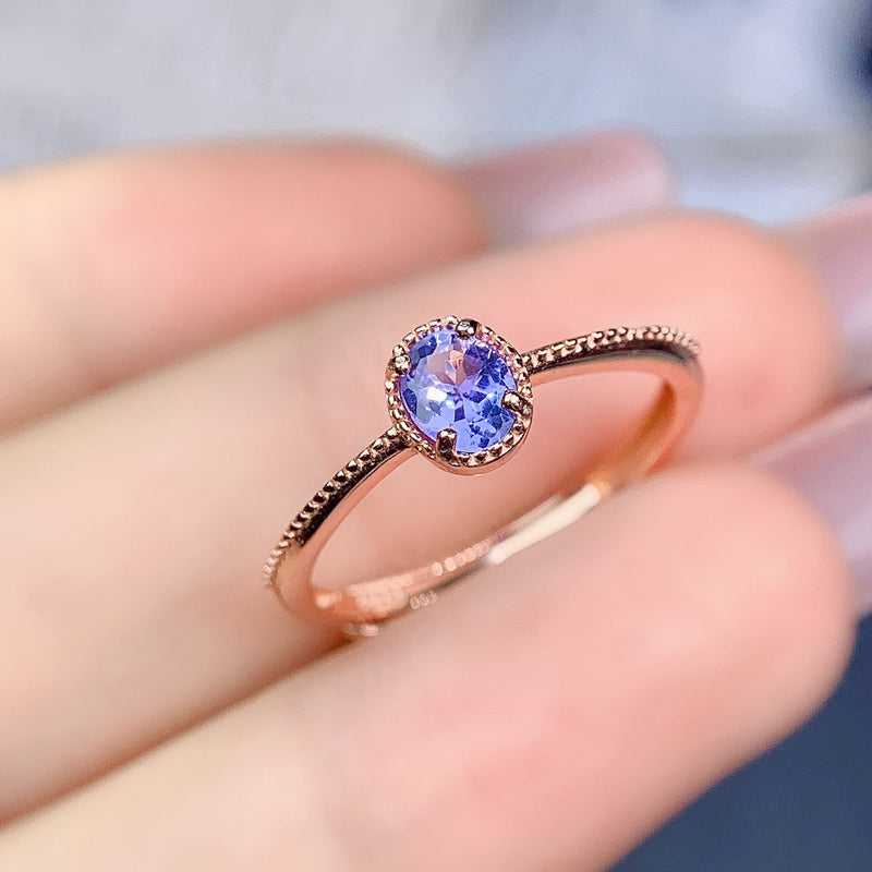 natural tanzanite S925 silver ring, view 5 - MRSLM