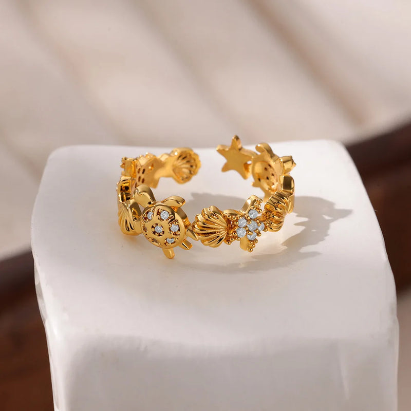 cubic zirconia turtle ring, view 5 - MRSLM