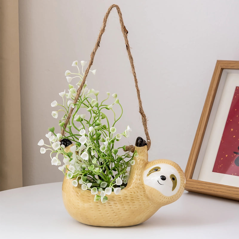 sloth hanging ceramic wall vase, view 6 - MRSLM