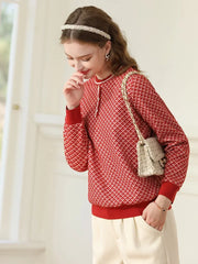 women's plaid knit ribbed sweatshirt, view 5 - MRSLM