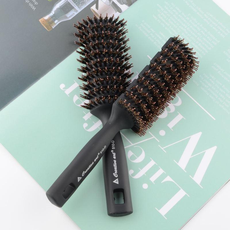black detangling pompadour hair brush, view 5 - MRSLM