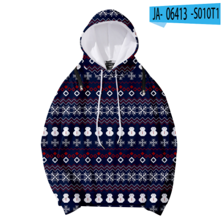 Christmas Element Printed Detachable Hooded Loose Women's Sweater