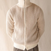 men's high neck zipper knit cardigan, view 5 - MRSLM