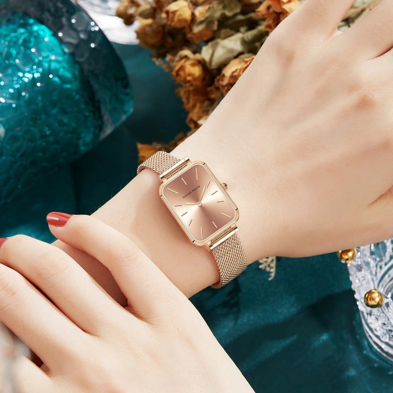 rectangle ultrathin mesh ladies watch, view 9 - MRSLM