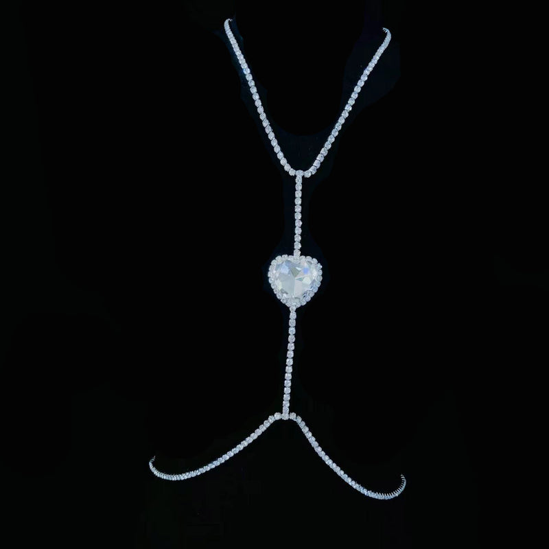 rhinestone chest sling necklace for women, view 3 - MRSLM