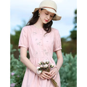 summer pink embroidery dress, view 2 - MRSLM