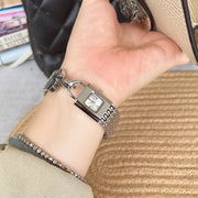 Women's small square steel quartz watch, view 3 - MRSLM