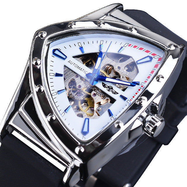 men's skeleton automatic watch silicone strap, view 6 - MRSLM