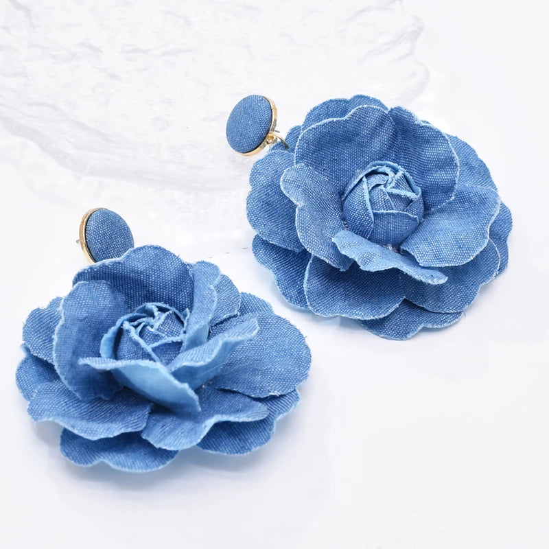 denim drop earrings, view 3 - MRSLM