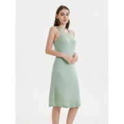 silk blend halterneck midi dress, view 26 - MRSLM