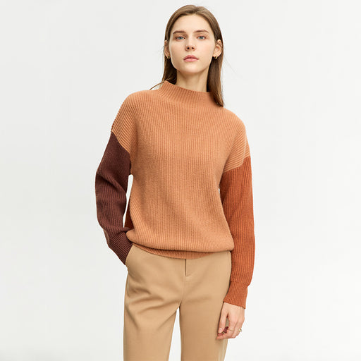 minimalist spliced knitted top for women - MRSLM