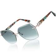 rimless geometric gradient sunglasses, view 3 - MRSLM