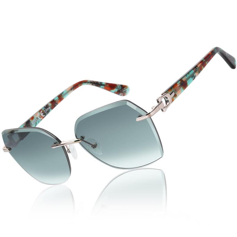 rimless geometric gradient sunglasses, view 3 - MRSLM