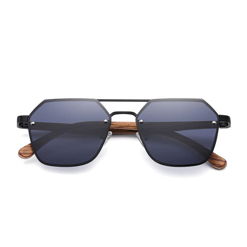 polarized wood frame sunglasses, view 8 - MRSLM