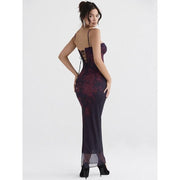 purple fishtail maxi dress, view 6 - MRSLM