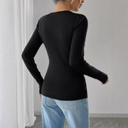 women's hollow rose slim long sleeve top, view 2 - MRSLM
