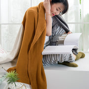 cotton knitted plaid blanket, view 8 - MRSLM