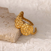 rose flower adjustable stainless steel ring, view 5 - MRSLM