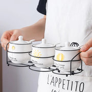 Ceramic spice jar set with spoon and lid, view 10 - MRSLM