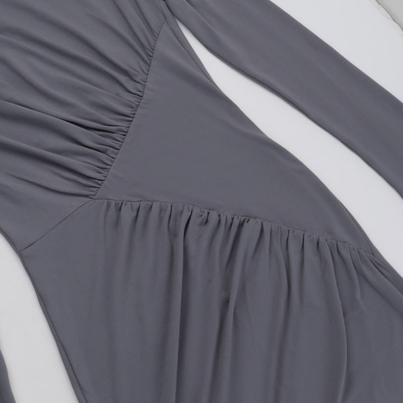 women's gray high waist dress, view 7 - MRSLM