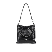 split leather chain tote bag, view 5 - MRSLM