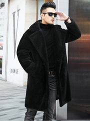 Men's long faux fur coat, view 8 - MRSLM