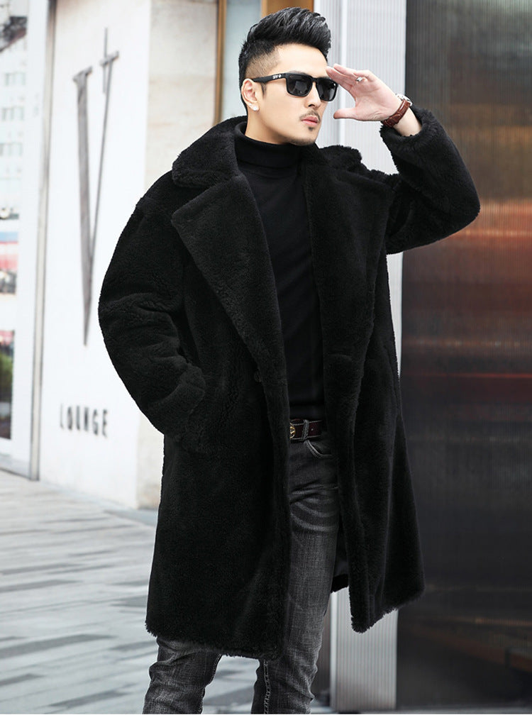 Men's long faux fur coat, view 8 - MRSLM