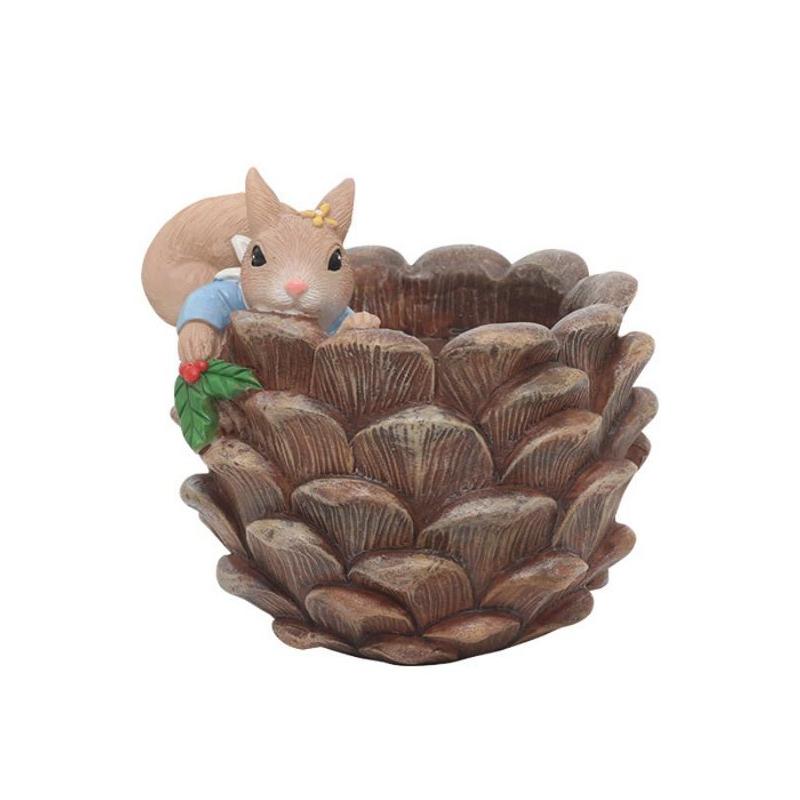 cartoon squirrel succulent flower pot, view 3 - MRSLM