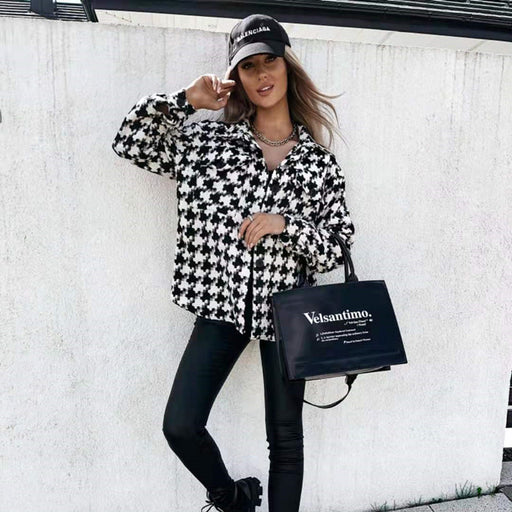 Women's plaid shirt jacket, view 4 - MRSLM