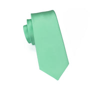 mint green silk tie with handkerchief and cufflinks, view 4 - MRSLM