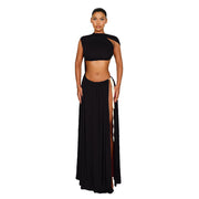 sleeveless cropped lace-up dress, view 9 - MRSLM