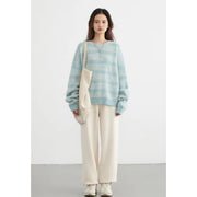 women's loose striped round neck sweater, view 5 - MRSLM