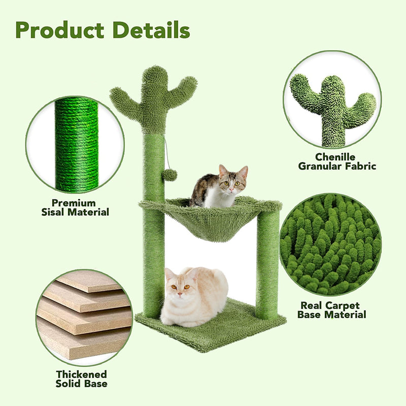 cactus cat scratching post with hammock, view 7 - MRSLM