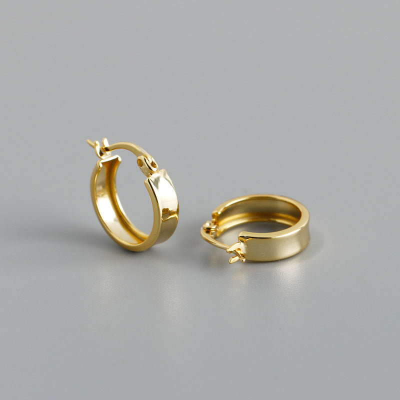 women's wide flat round hoop earrings, view 5 - MRSLM