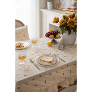 cotton embroidered tablecloth with lotus leaf edge, view 6 - MRSLM
