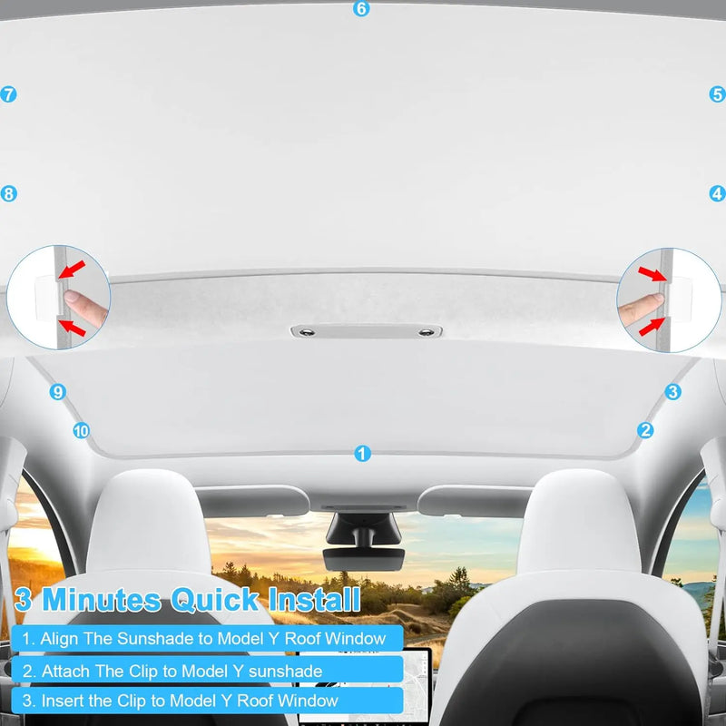 roof sunshade for Tesla Model 3, view 6 - MRSLM