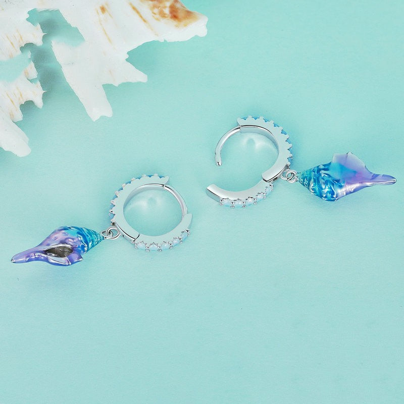 conch shell ear pendants, view 3 - MRSLM
