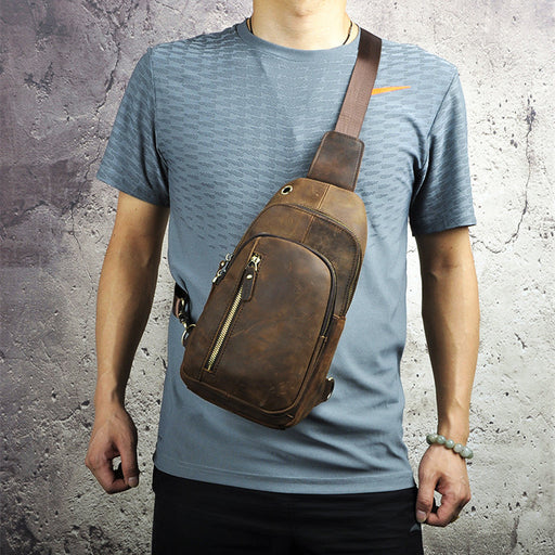 Men's crazy horse leather messenger bag - MRSLM