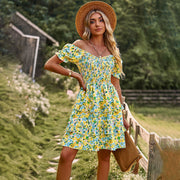 one shoulder floral mini dress, view 6 - MRSLM